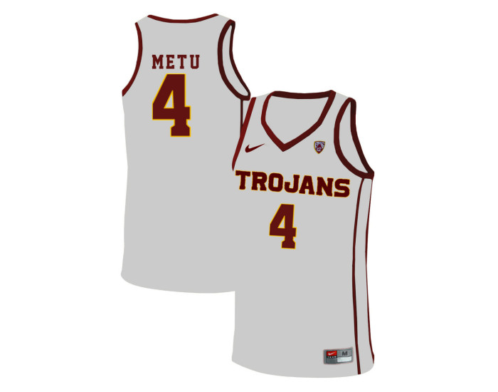 Youth USC Trojans #4 Chimezie Metu Replica College Basketball Jersey White