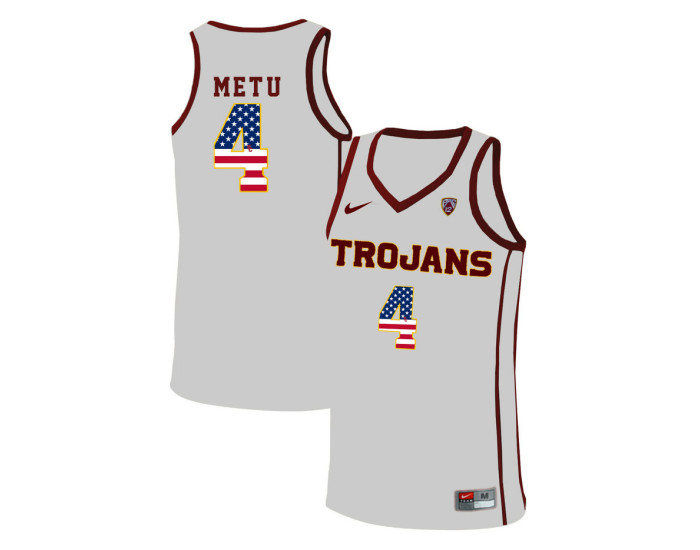 Youth USC Trojans #4 Chimezie Metu Authentic College Basketball Jersey White
