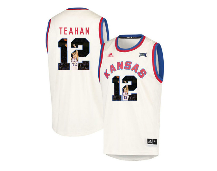 Youth Kansas Jayhawks #12 Chris Teahan Replica College Basketball Jersey Cream