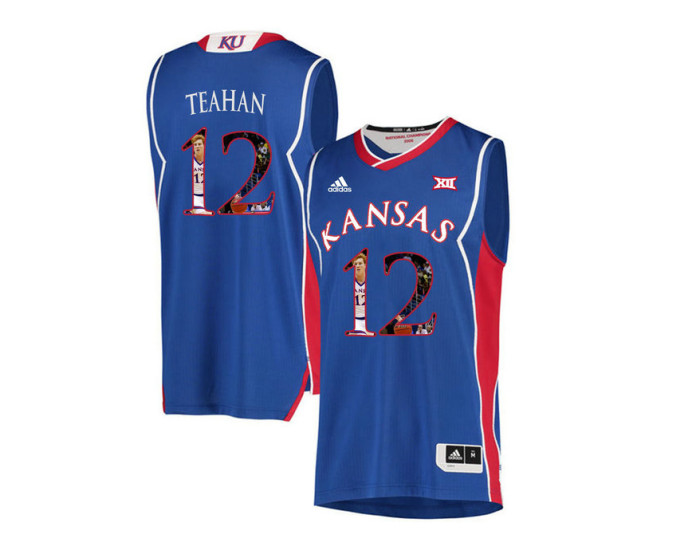 Kansas Jayhawks #12 Chris Teahan Authentic College Basketball Jersey Royal