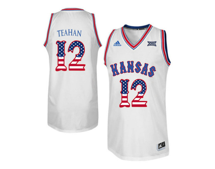Youth Kansas Jayhawks #12 Chris Teahan Replica College Basketball Jersey White