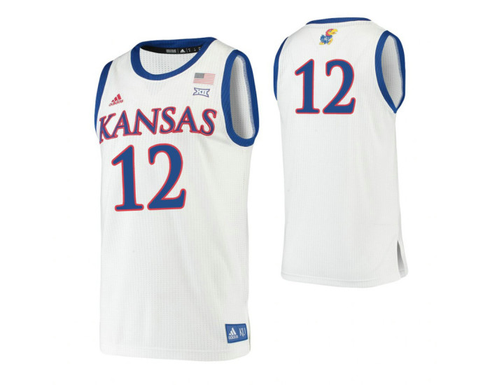 Youth Kansas Jayhawks #12 Chris Teahan White Replica College Basketball Jersey