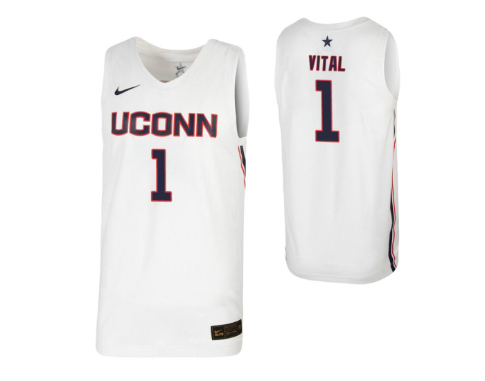UConn Huskies #1 Christian Vital White Authentic College Basketball Jersey