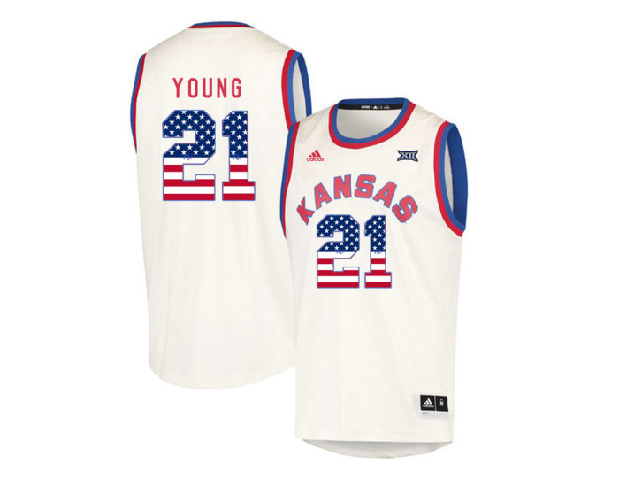 Kansas Jayhawks #21 Clay Young Replica College Basketball Jersey Cream