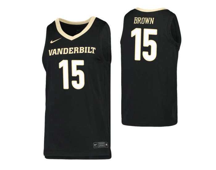 Vanderbilt Commodores #15 Clevon Brown Black Authentic College Basketball Jersey