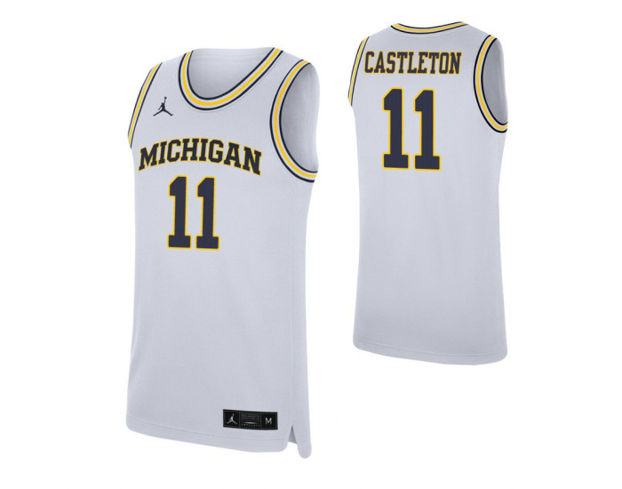Colin Castleton Authentic College Basketball Jersey White Michigan Wolverines