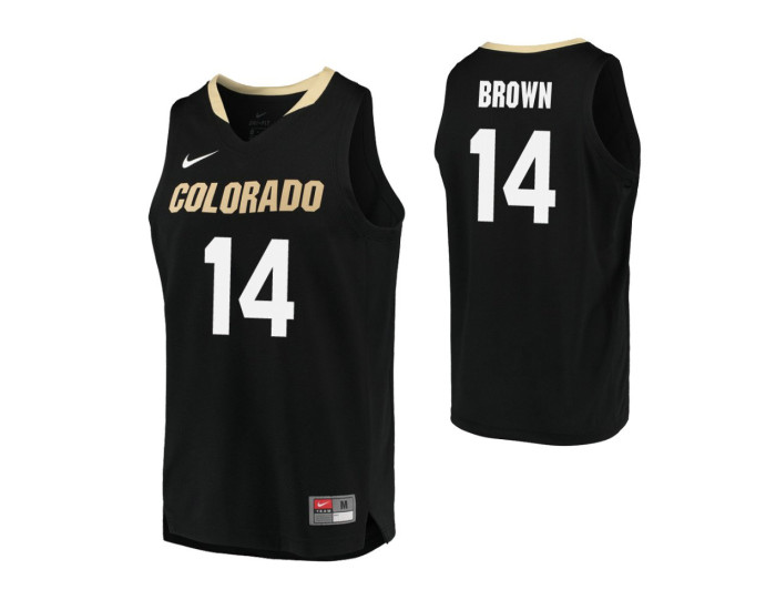 Colorado Buffaloes #14 Deleon Brown Authentic College Basketball Jersey Black