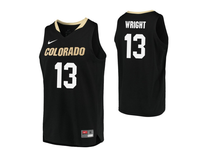 Colorado Buffaloes #13 Namon Wright Authentic College Basketball Jersey Black