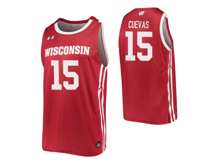 Courtland Cuevas Authentic College Basketball Jersey Red Wisconsin Badgers