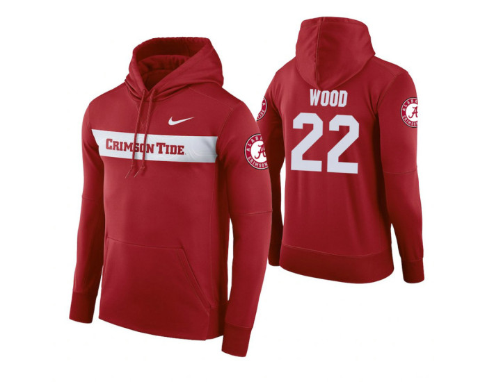 Alabama Crimson Tide #22 Diante Wood Men's Crimson Pullover Hoodie
