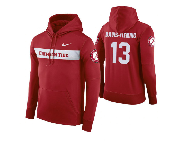 Alabama Crimson Tide #13 Javian Davis-Fleming Men's Crimson Pullover Hoodie