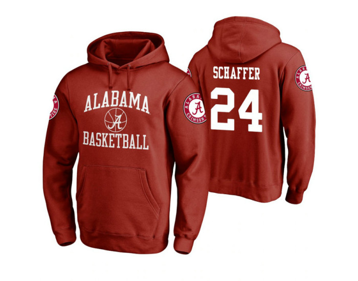 Alabama Crimson Tide #24 Lawson Schaffer Men's Crimson College Basketball Hoodie
