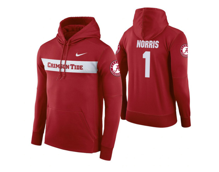 Alabama Crimson Tide #1 Riley Norris Men's Crimson Pullover Hoodie