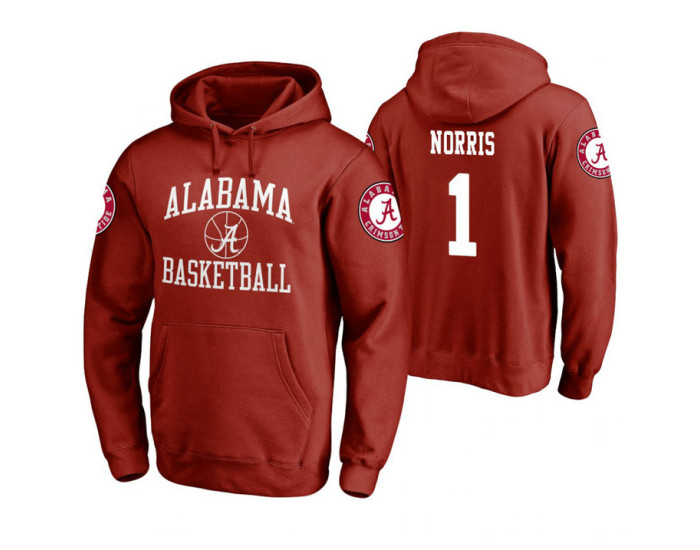 Alabama Crimson Tide #1 Riley Norris Men's Crimson College Basketball Hoodie