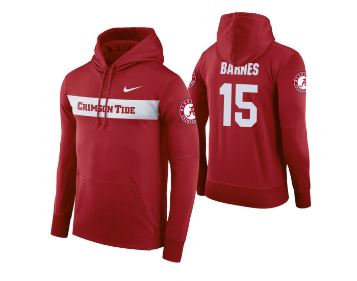 Alabama Crimson Tide #15 Tyler Barnes Men's Crimson Pullover Hoodie