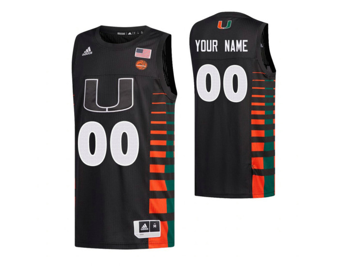 Miami Hurricanes 00 Custom College Basketball Authentic Jersey Black