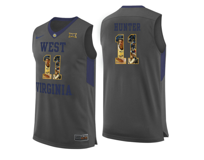 West Virginia Mountaineers #11 D'Angelo Hunter Authentic College Basketball Jersey Gray