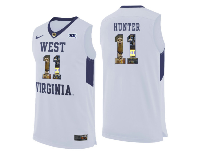West Virginia Mountaineers #11 D'Angelo Hunter Authentic College Basketball Jersey White