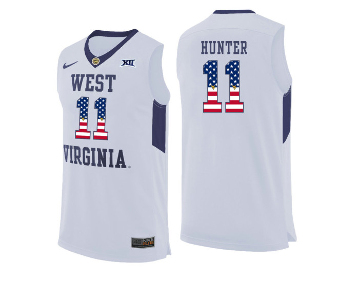 West Virginia Mountaineers #11 D'Angelo Hunter Authentic College Basketball Jersey White