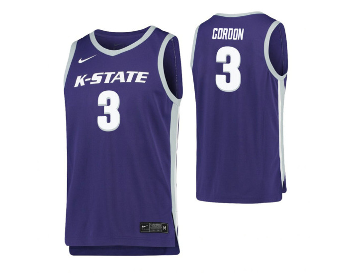 Youth Kansas State Wildcats #3 DaJuan Gordon Purple Authentic College Basketball Jersey