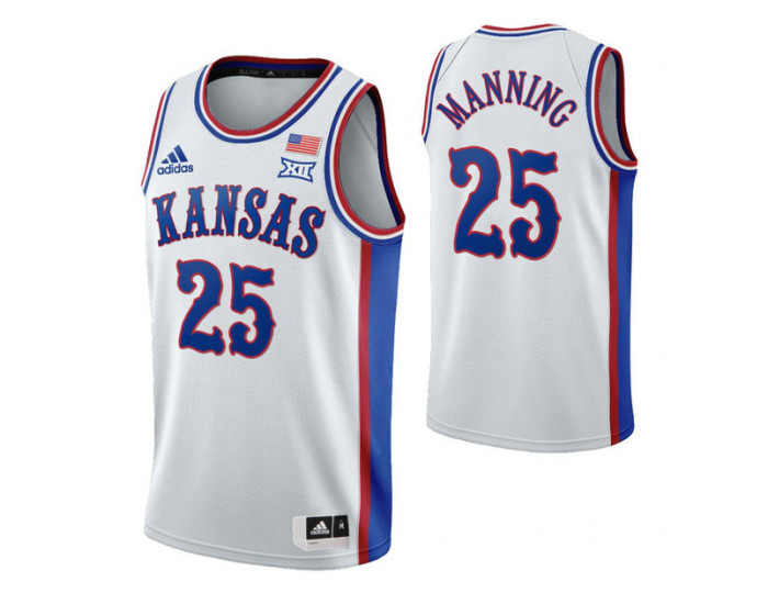 Youth Kansas Jayhawks #25 Danny Manning White Replica College Basketball Jersey