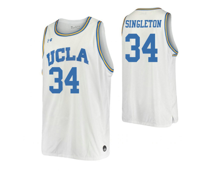 Youth UCLA Bruins #34 David Singleton White Replica College Basketball Jersey