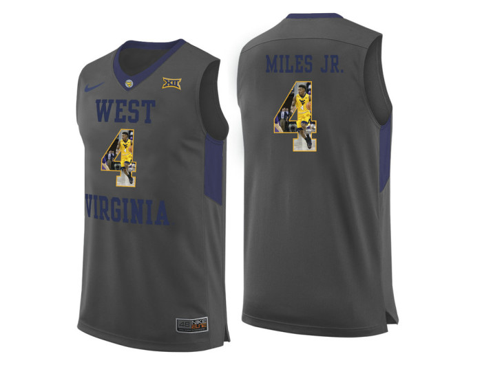 Youth West Virginia Mountaineers #4 Daxter Miles Jr. Replica College Basketball Jersey Gray