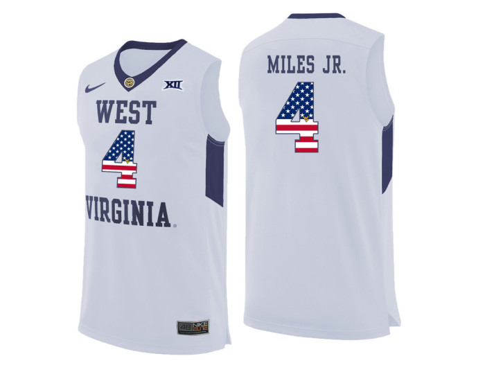 West Virginia Mountaineers #4 Daxter Miles Jr. Authentic College Basketball Jersey White