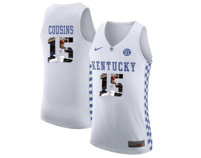 Kentucky Wildcats #15 DeMarcus Cousins Authentic College Basketball Jersey White