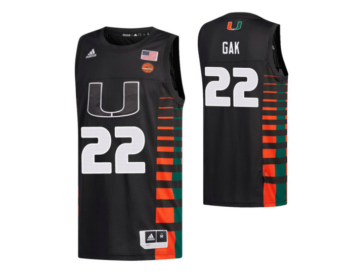 Miami Hurricanes #22 Deng Gak Black Replica College Basketball Jersey