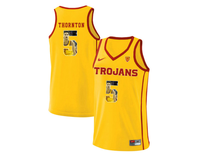 Youth USC Trojans #5 Derryck Thornton Authentic College Basketball Jersey Yellow
