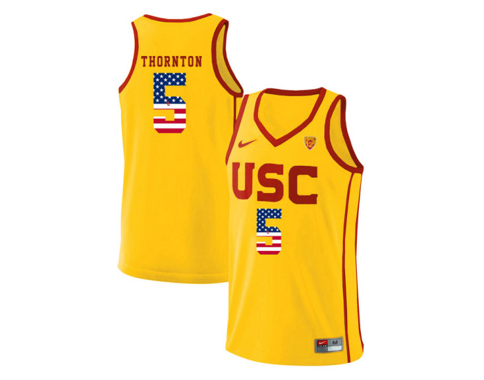 USC Trojans #5 Derryck Thornton Replica College Basketball Jersey Yellow