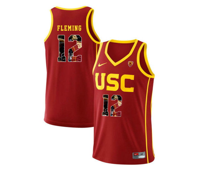 USC Trojans #12 Devin Fleming Authentic College Basketball Jersey Red