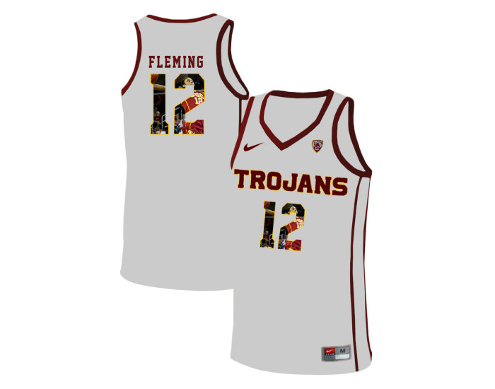 USC Trojans #12 Devin Fleming Authentic College Basketball Jersey White