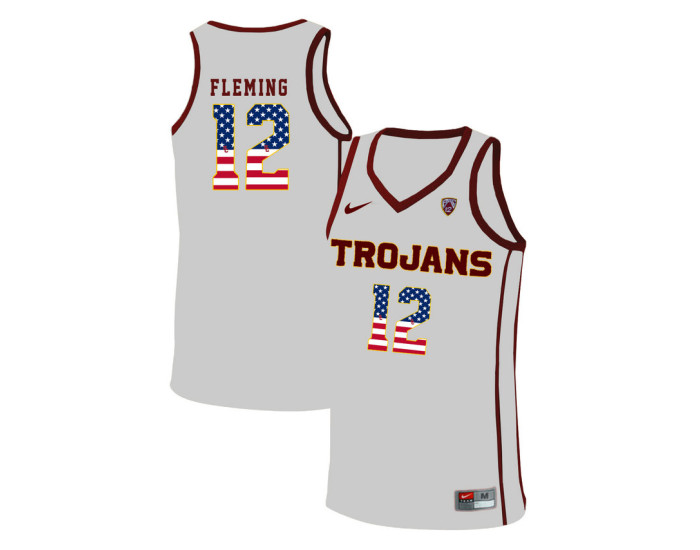 USC Trojans #12 Devin Fleming Authentic College Basketball Jersey White
