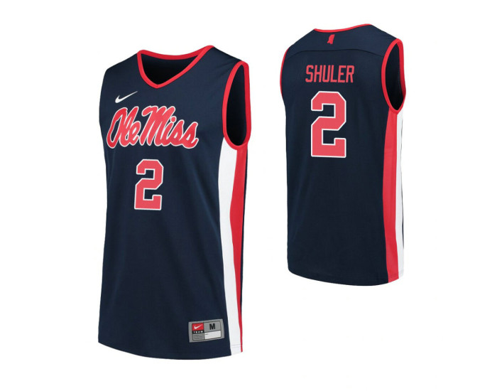 Youth Ole Miss Rebels 2 Devontae Shuler Authentic College Basketball Jersey Navy