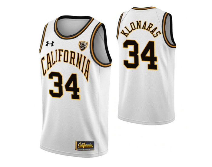 Youth California Golden Bears 34 Dimitrios Klonaras Classic Replica College Basketball Jersey White