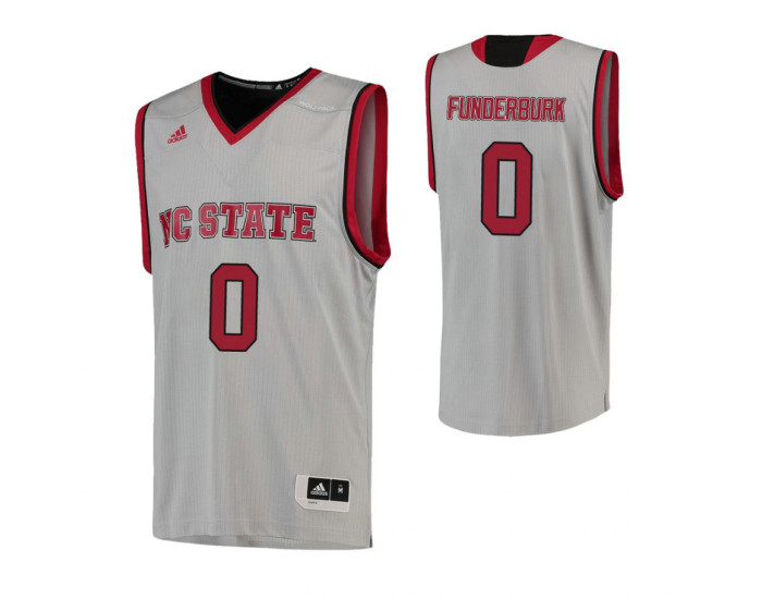NC State Wolfpack 0 DJ Funderburk Replica College Basketball Jersey Gray