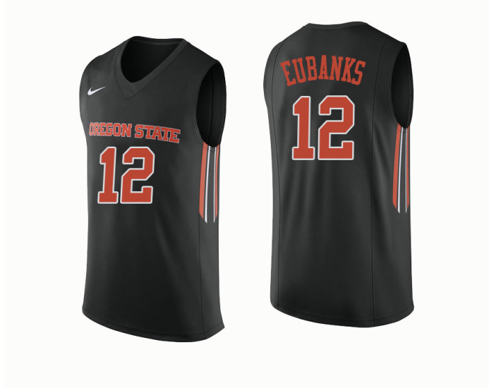 Oregon State Beavers #12 Drew Eubanks Authentic College Basketball Jersey Black