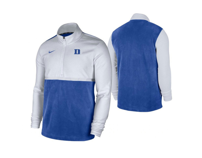 Duke Blue Devils White Royal Color Block Quarter-Zip Jacket