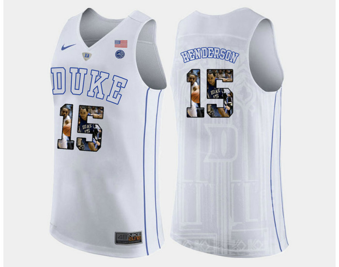 Duke Blue Devils #15 Gerald Henderson White Road Replica College Basketball Jersey