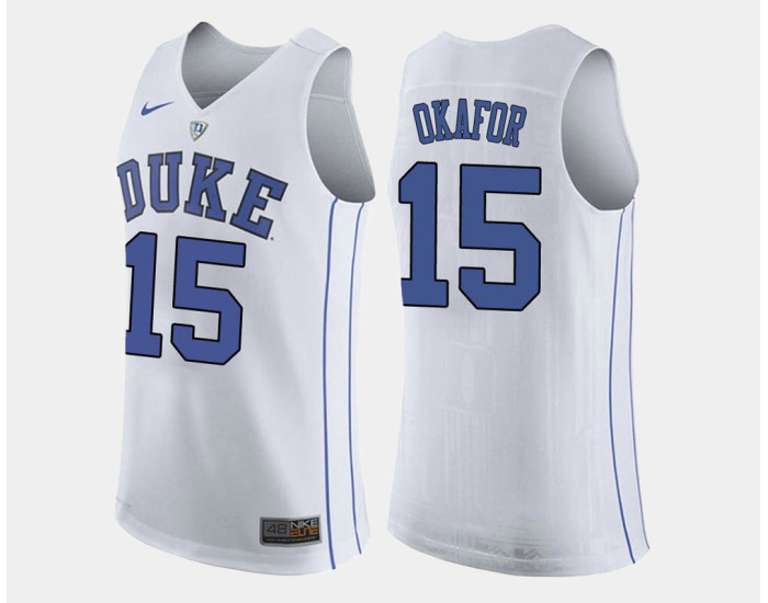 Duke Blue Devils #15 Jahlil Okafor White Road Replica College Basketball Jersey