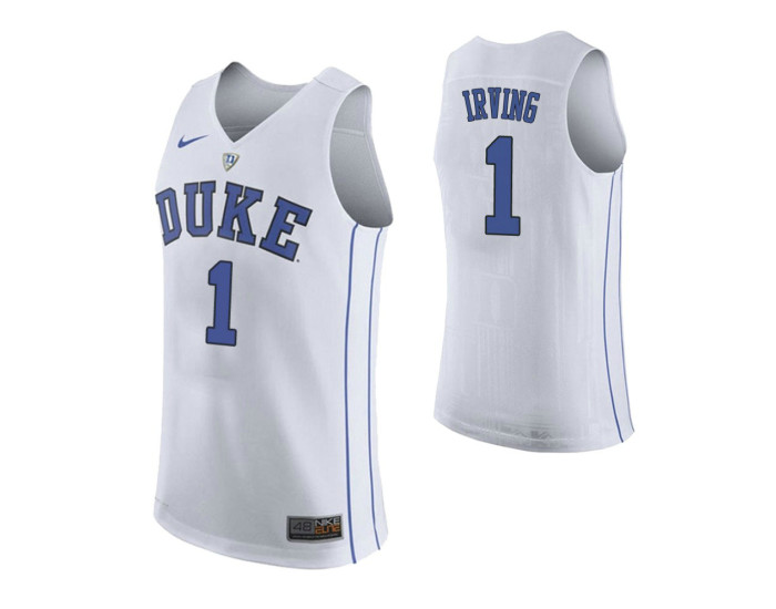 Duke Blue Devils #1 Kyrie Irving Authentic College Basketball Jersey White