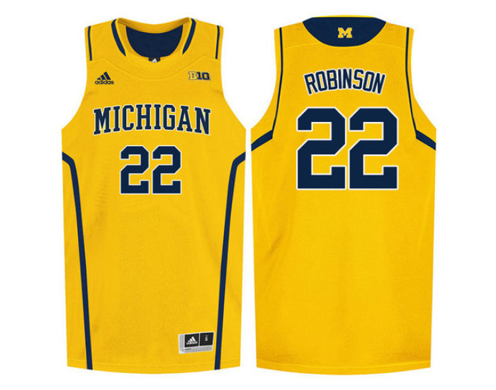 Michigan Wolverines #22 Duncan Robinson Replica College Basketball Jersey Gold