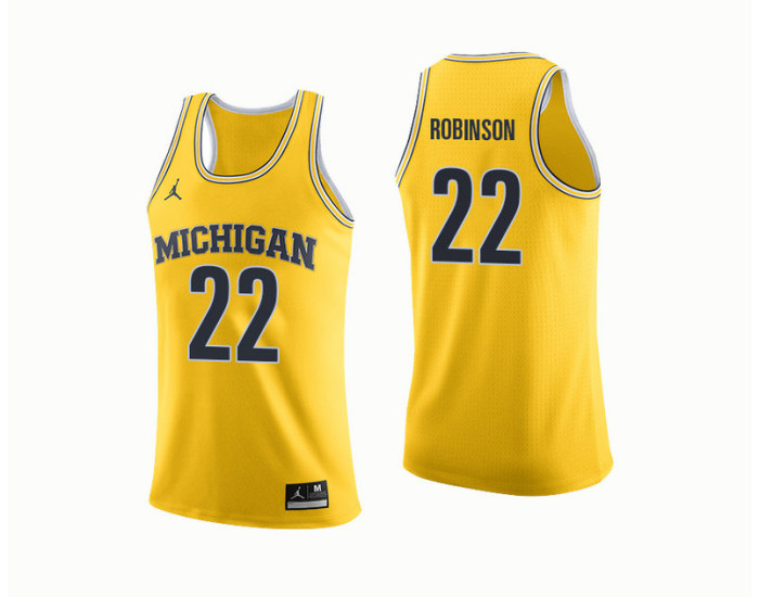 Michigan Wolverines #22 Duncan Robinson Authentic College Basketball Jersey Yellow