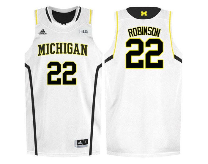 Michigan Wolverines #22 Duncan Robinson Authentic College Basketball Jersey White