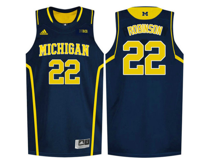 Youth Michigan Wolverines #22 Duncan Robinson Authentic College Basketball Jersey Navy