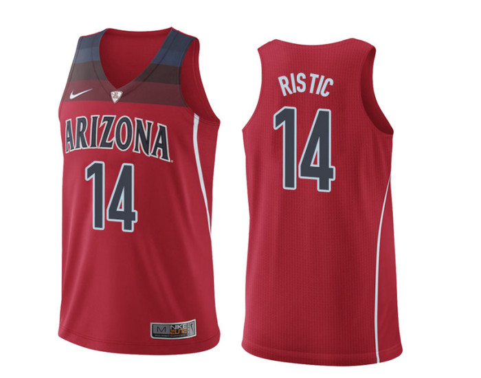 Arizona Wildcats #14 Dusan Ristic Authentic College Basketball Jersey Red