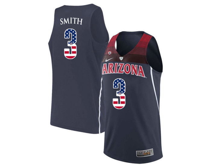 Arizona Wildcats #3 Dylan Smith Replica College Basketball Jersey Navy