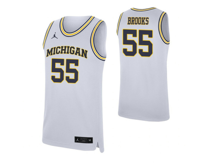 Eli Brooks Authentic College Basketball Jersey White Michigan Wolverines